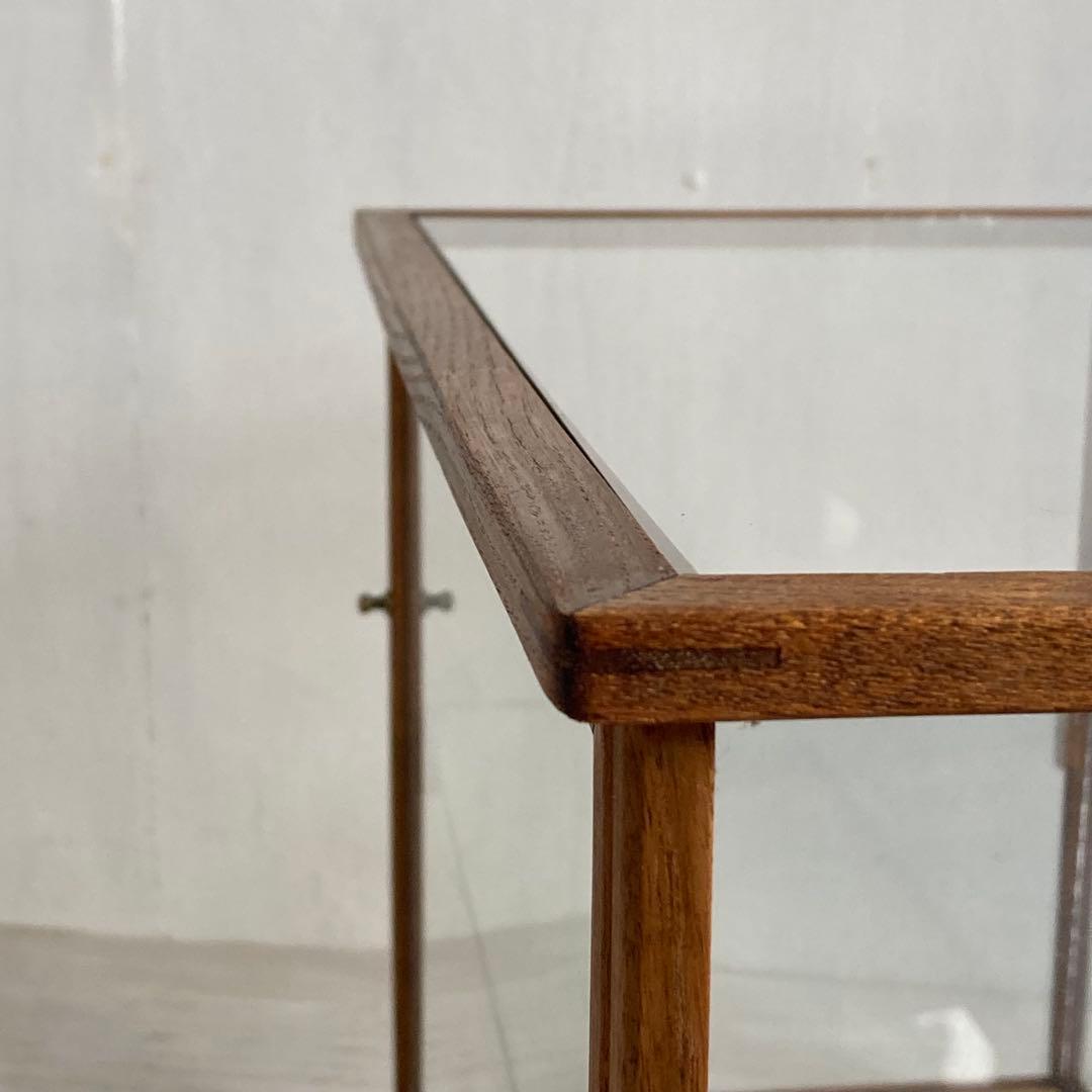 古い木製 ガラスケース 2段 卓上 ショーケース 展示ケース 店舗什器