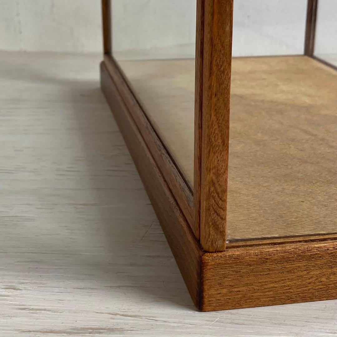 古い木製 ガラスケース 2段 卓上 ショーケース 展示ケース 店舗什器