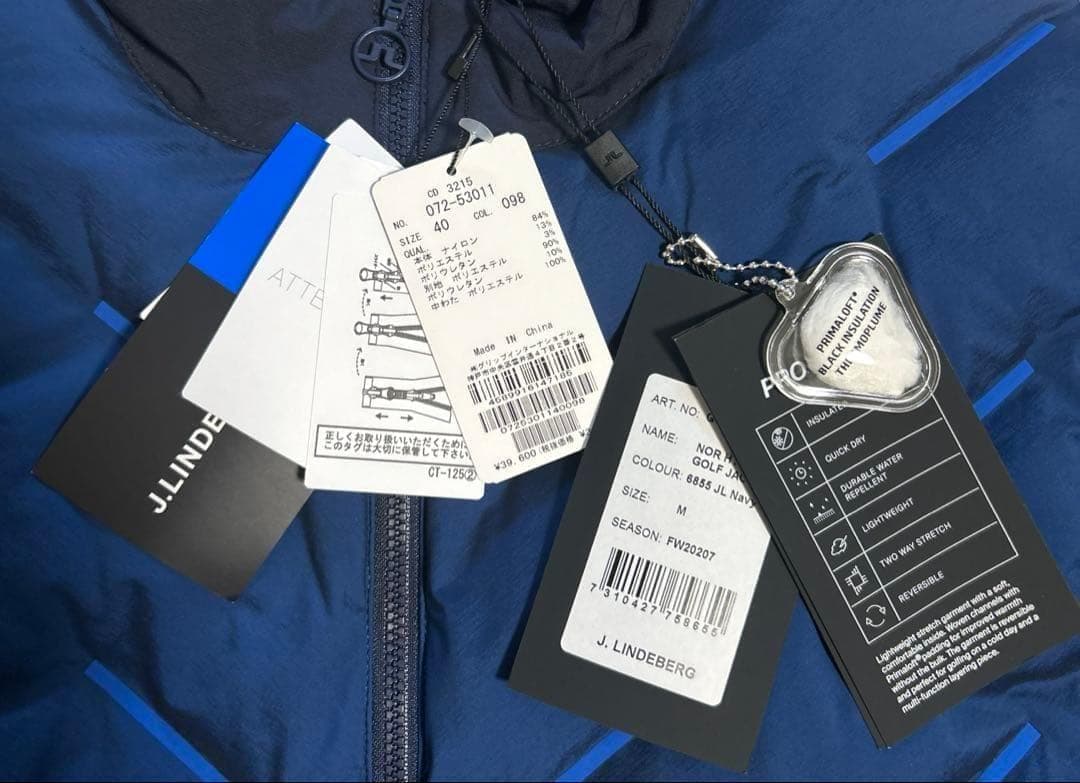 ◆新品◆　J.LINDEBERG　ジャケット　M　軽量　防寒　ジェイリンドバーグ