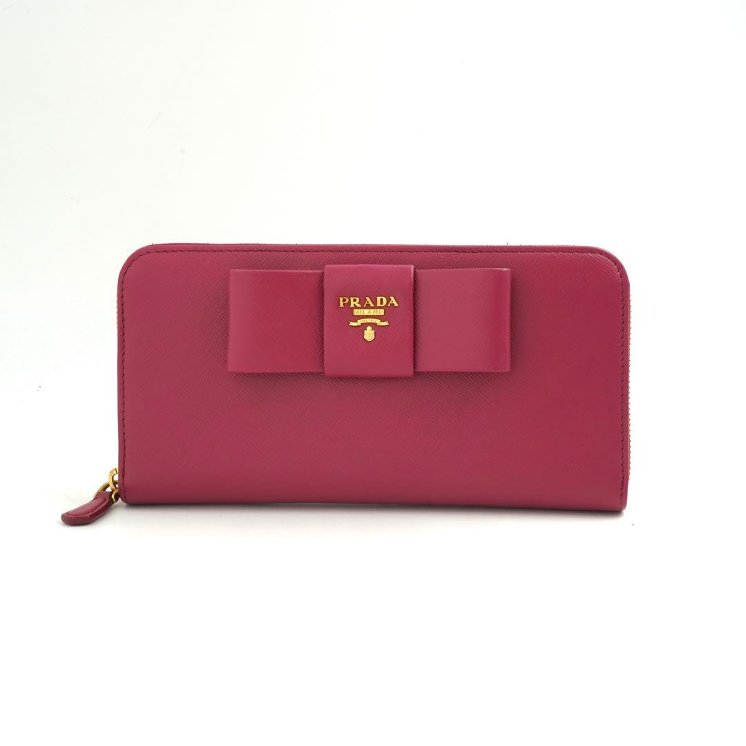 ✨未使用展示品・箱保証書付き✨　PRADA 長財布　サフィアーノレザー　リボン