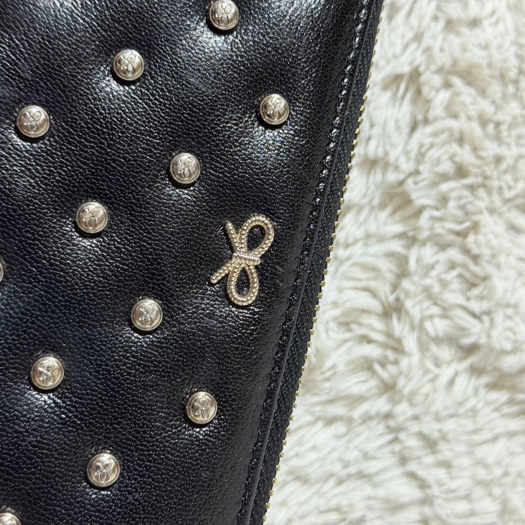 極美品✨アニヤハインドマーチ　スタッズウォレット　長財布　レザー　ブラック