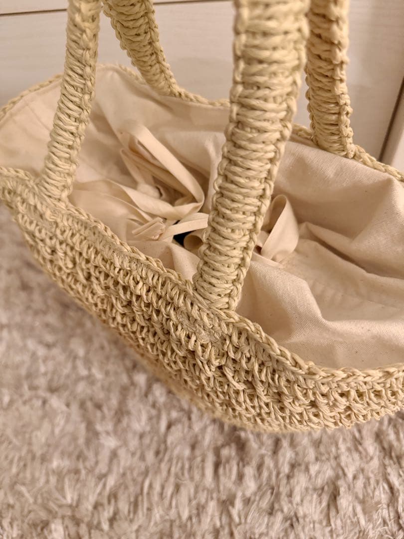 ディーンアンドデルーカ　クロッシェバスケットバッグS（保冷バッグ付き）ナチュラル