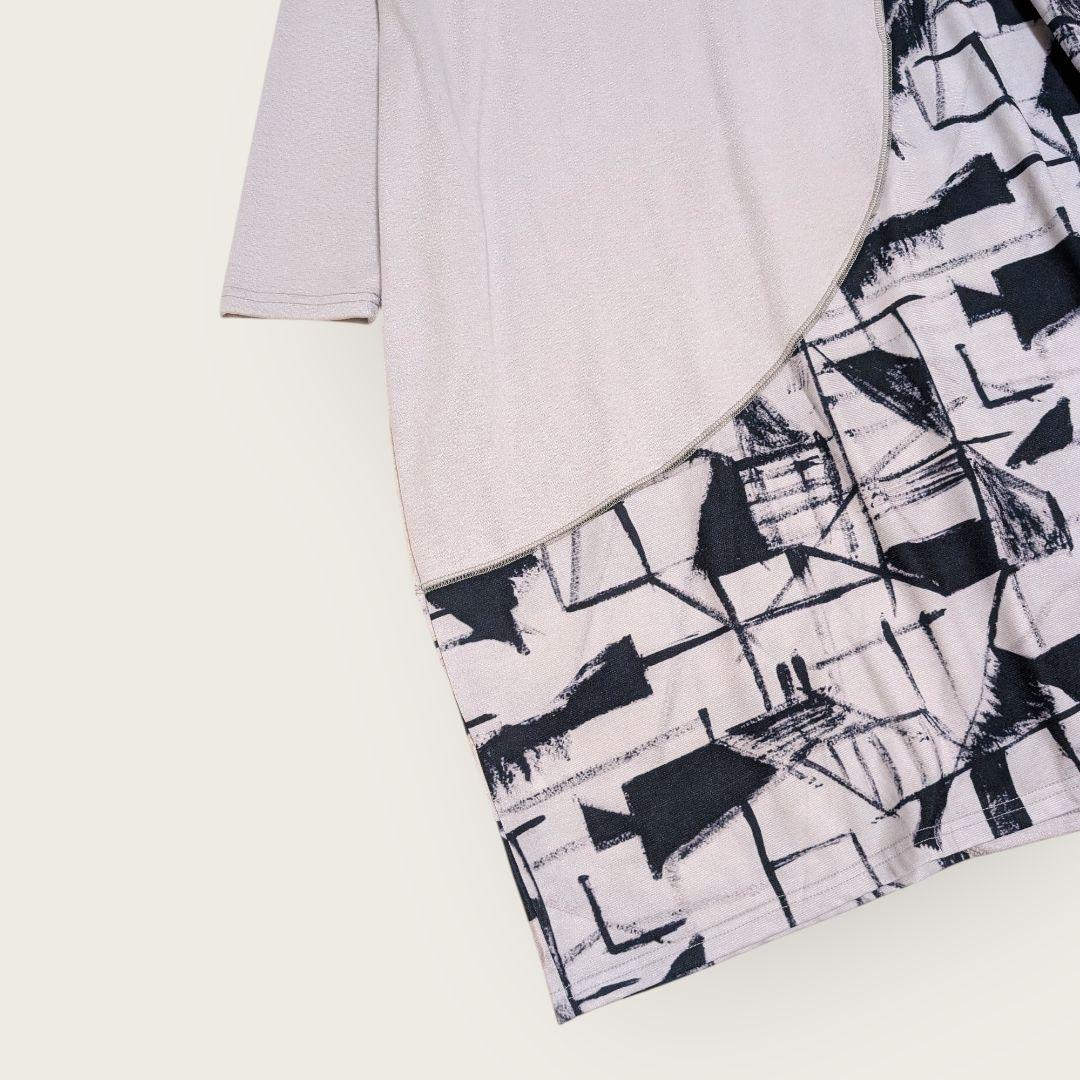 センソユニコ　UNICO　幾何学柄　アシンメトリー　ワンピース　グレー　38