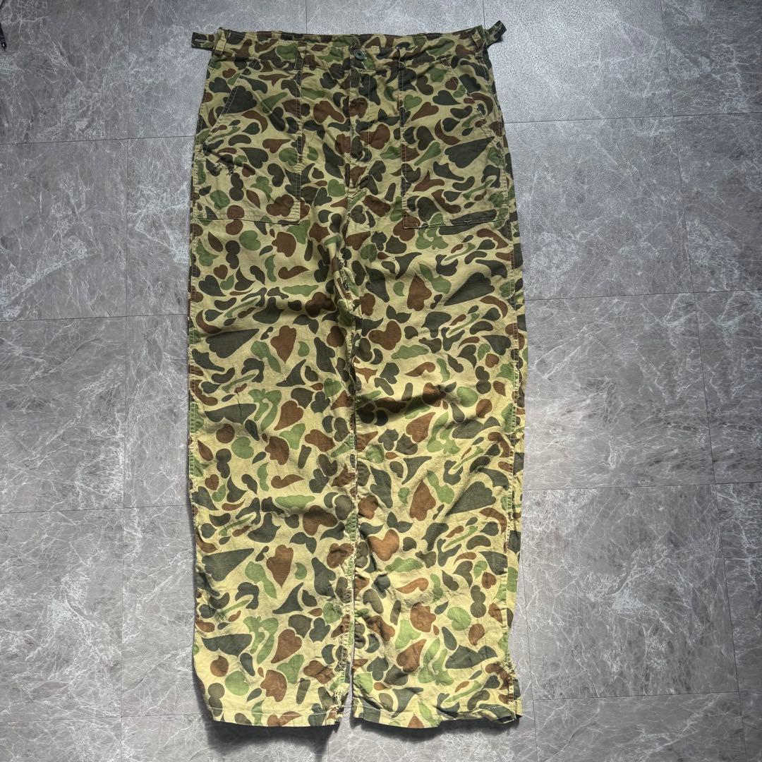 【極太】70s ダックハンターカモパンツ　迷彩ベイカーパンツ