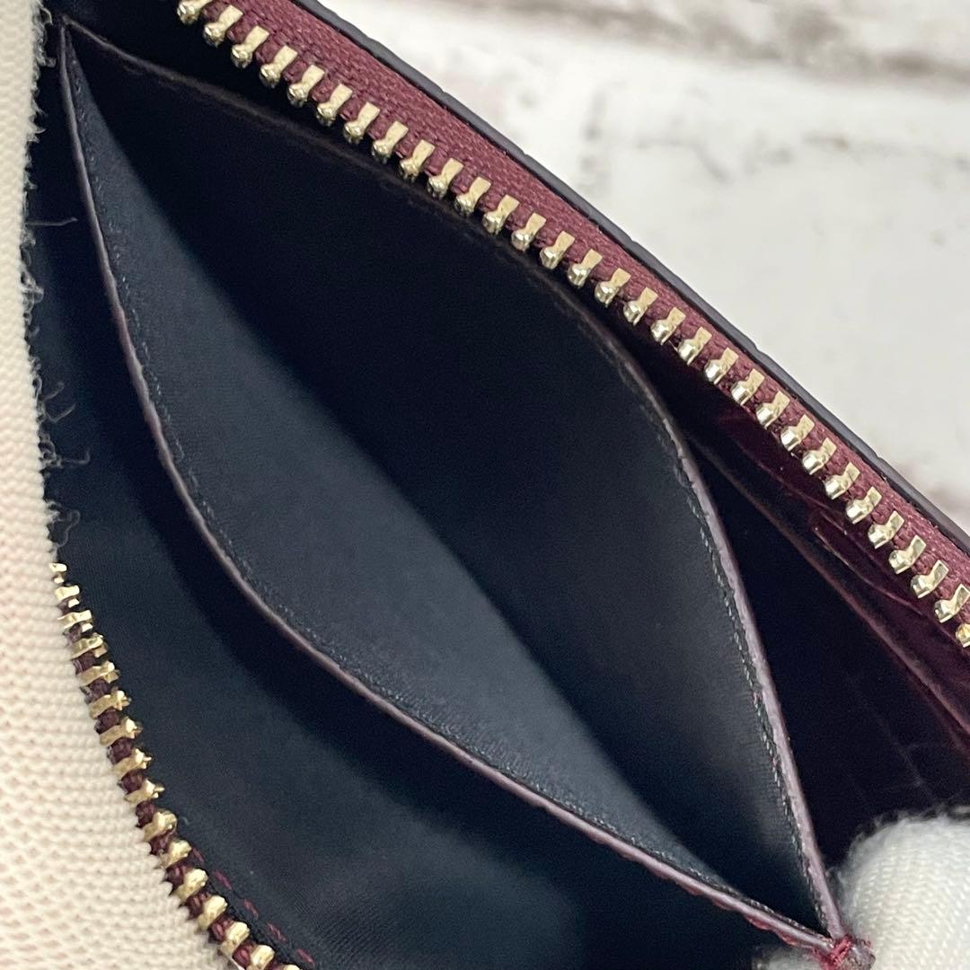 未使用品✨ポールスミス　ミニ財布　クロコ　マルチストライプ　ボルドー