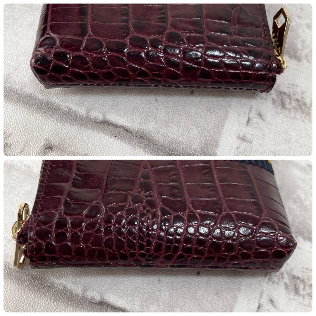 未使用品✨ポールスミス　ミニ財布　クロコ　マルチストライプ　ボルドー