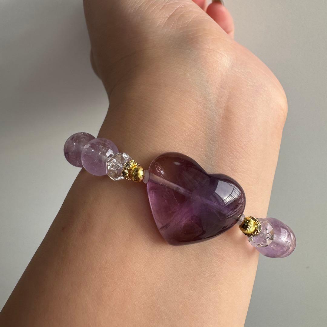 セール　天然石　ハンドメイドブレス　アメトリン　リビアングラス　アメジスト