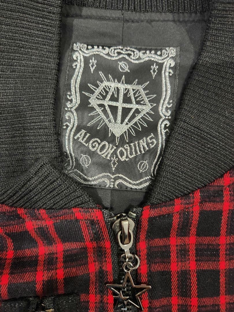 y2k グランジ サブカル アルゴンキン チェック柄 スタッズ ラメ ブルゾン