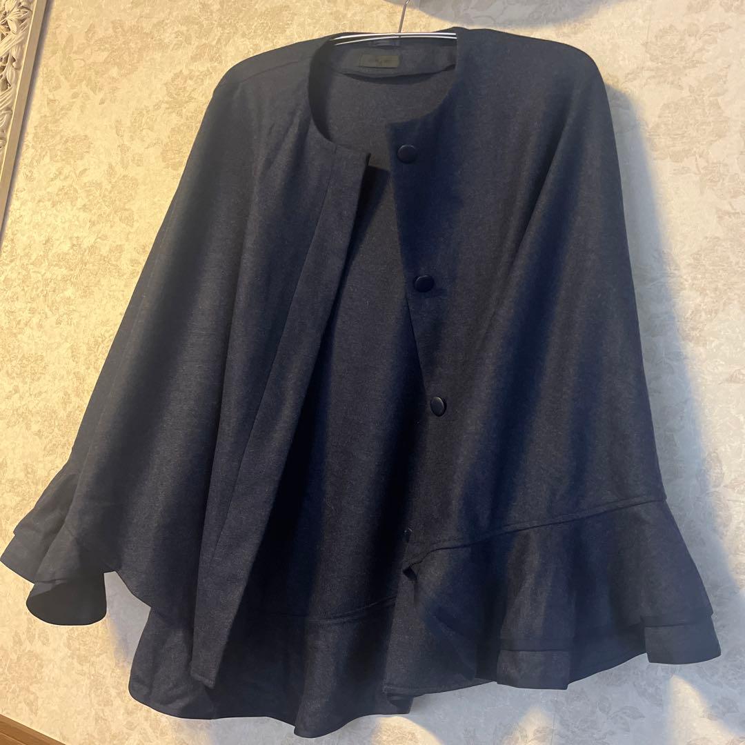 美品　大きいサイズ　トゥービーシック　ミンクボンボン　ポンチョケープコート