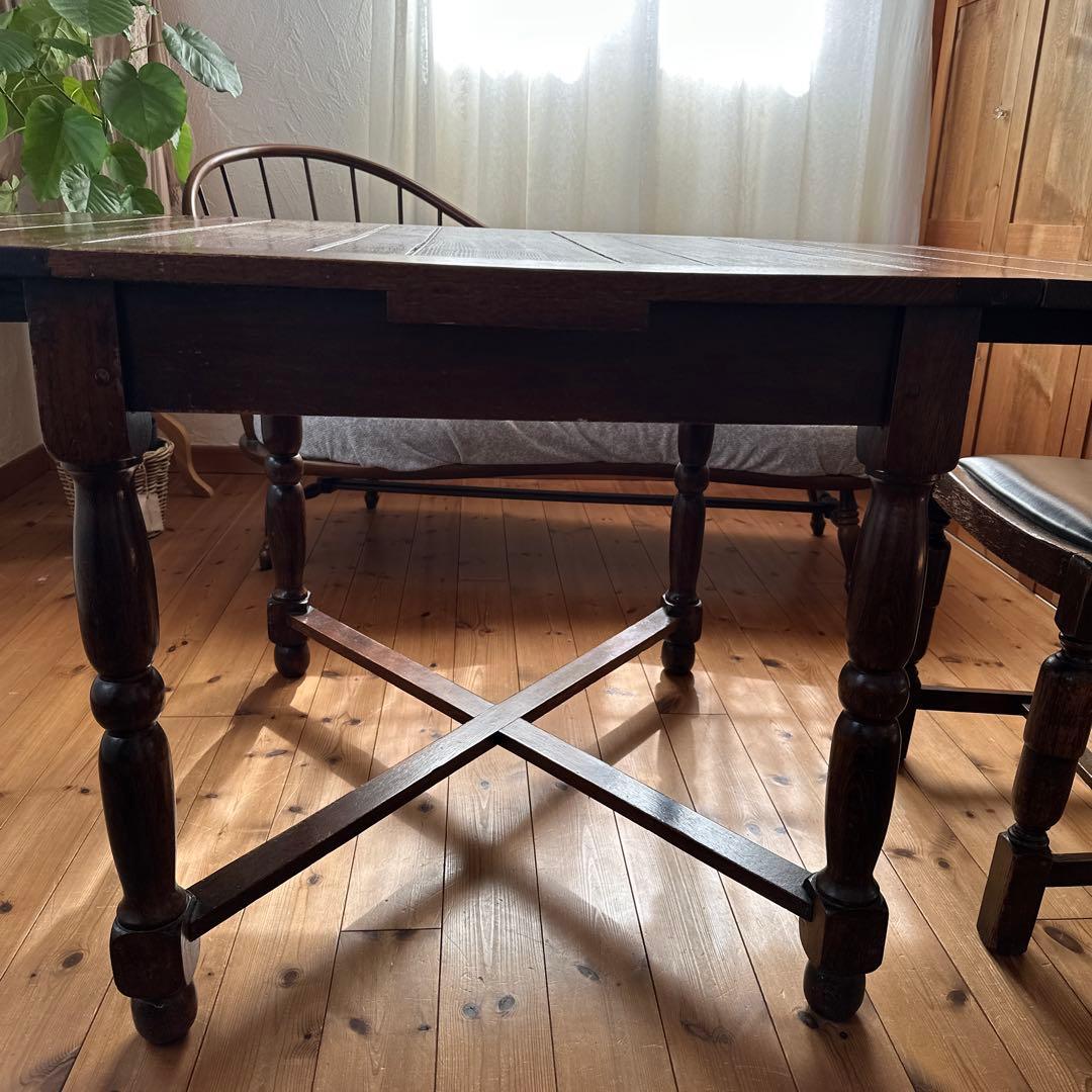 ロイズアンティーク木製エクステンションテーブル ダークブラウン