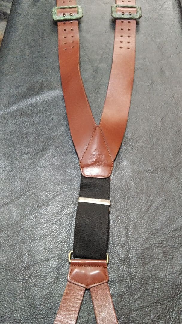 J*様 EVISU エヴィス　本革レザー サスペンダー 　ブラウン