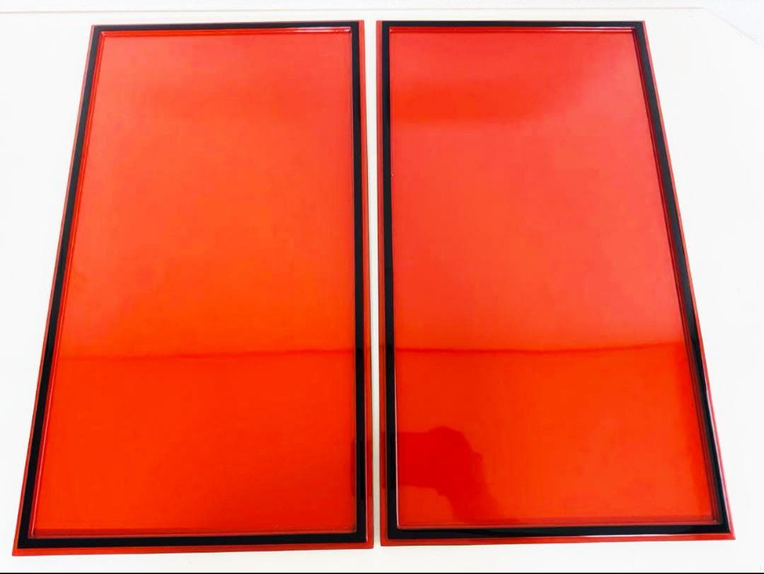 輪島塗最高峰 慶塚 作 天然木 漆塗 朱塗 長手卓上膳 懐石膳 会席膳 3枚