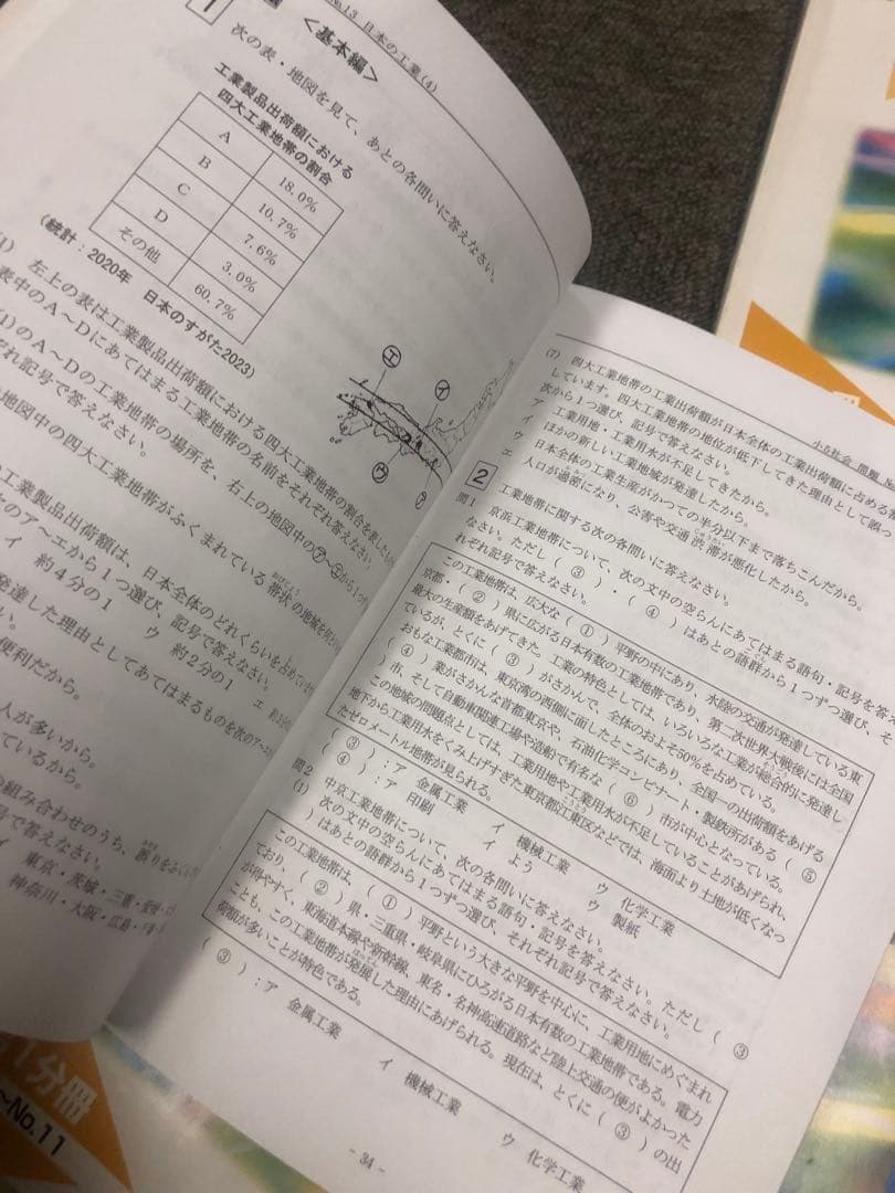希学園　小5　社会　オリジナルテキスト　第1～第4分冊／夏期　2023年度　中古