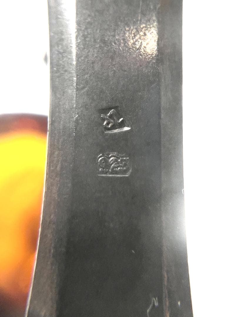 シルバー【925】アンティーク ヴィンテージ 琥珀 バングル ブレスレット