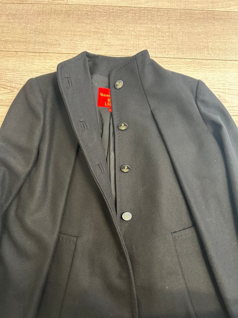 訳あり ヴィヴィアンウエストウッド カシミヤ混コート オーブボタン 黒 40