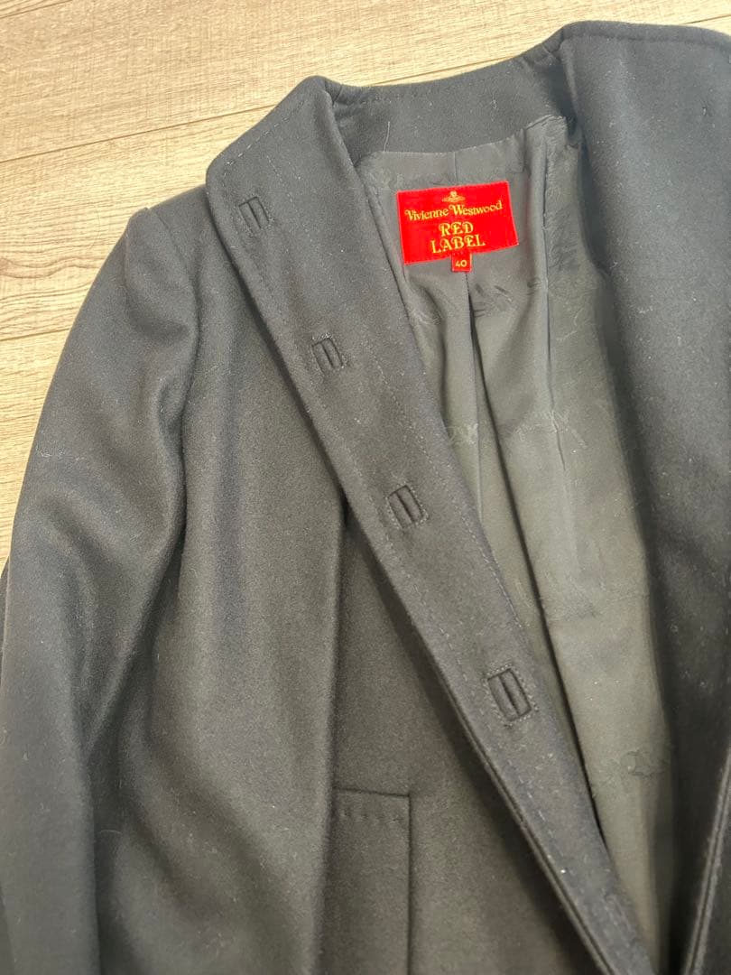 訳あり ヴィヴィアンウエストウッド カシミヤ混コート オーブボタン 黒 40