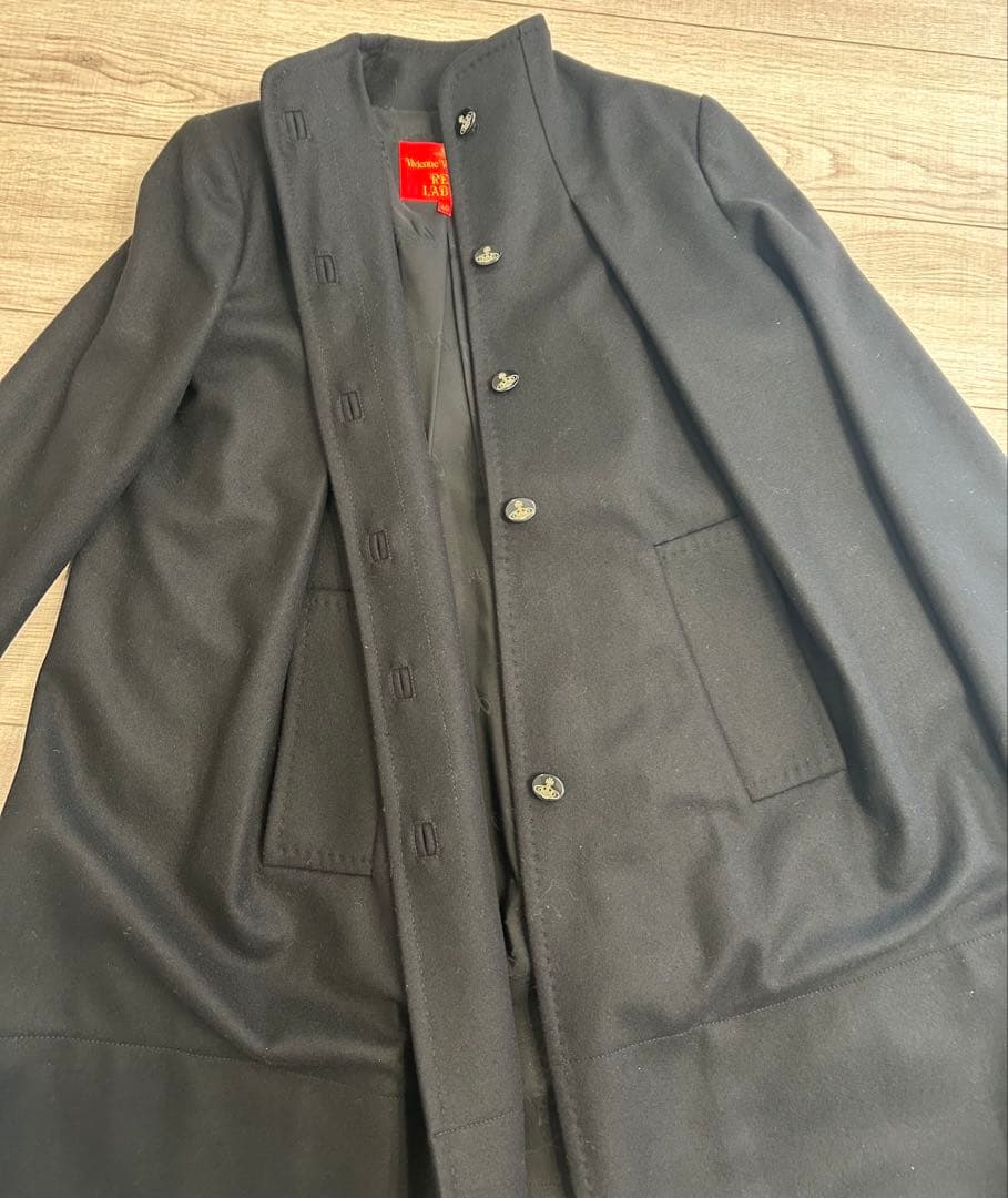 訳あり ヴィヴィアンウエストウッド カシミヤ混コート オーブボタン 黒 40