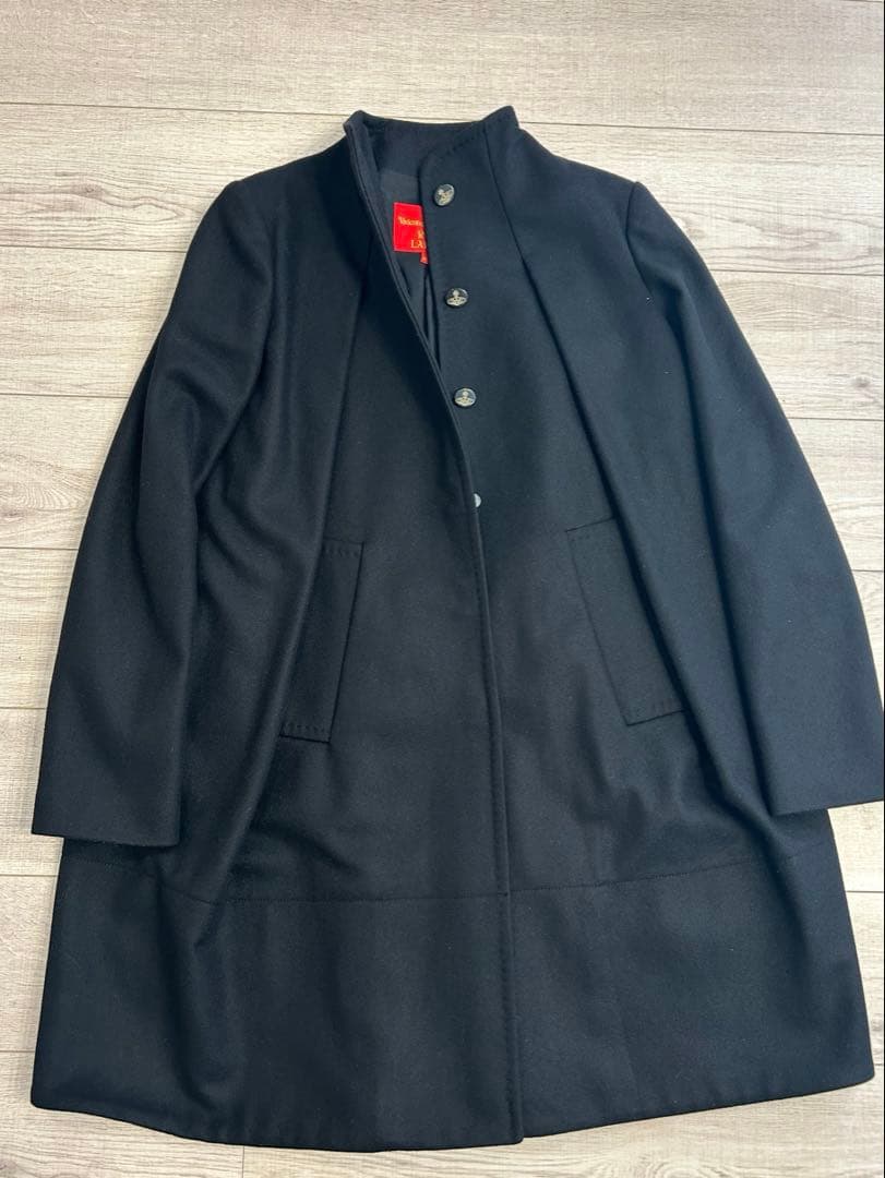 訳あり ヴィヴィアンウエストウッド カシミヤ混コート オーブボタン 黒 40