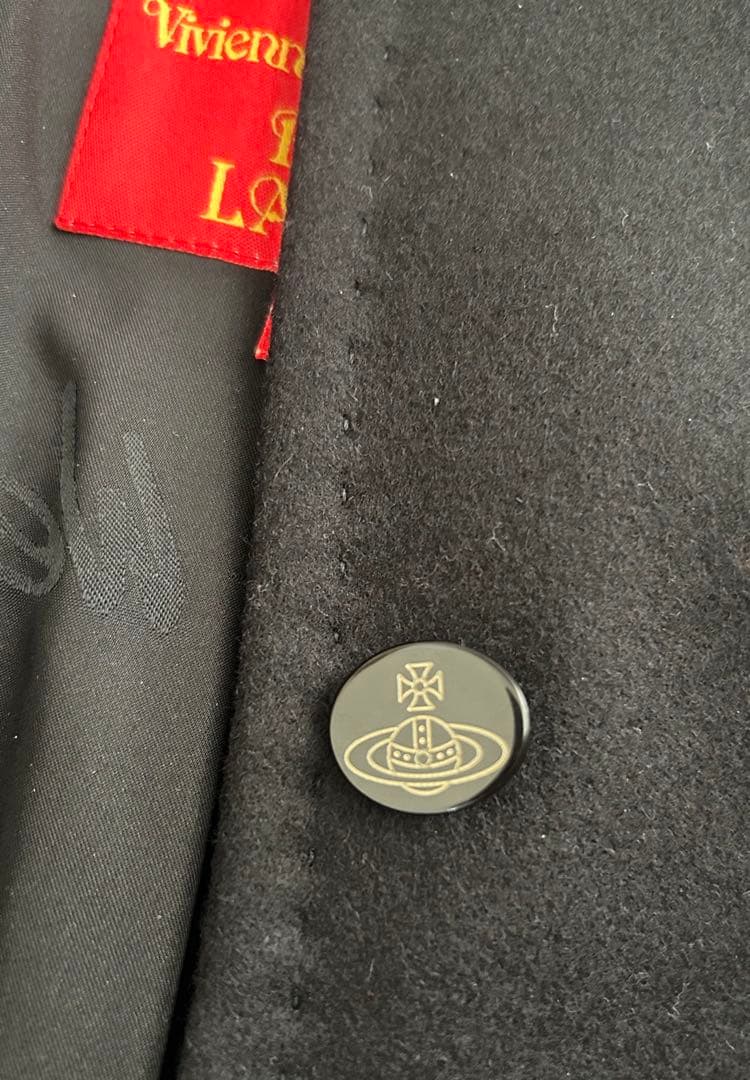 訳あり ヴィヴィアンウエストウッド カシミヤ混コート オーブボタン 黒 40