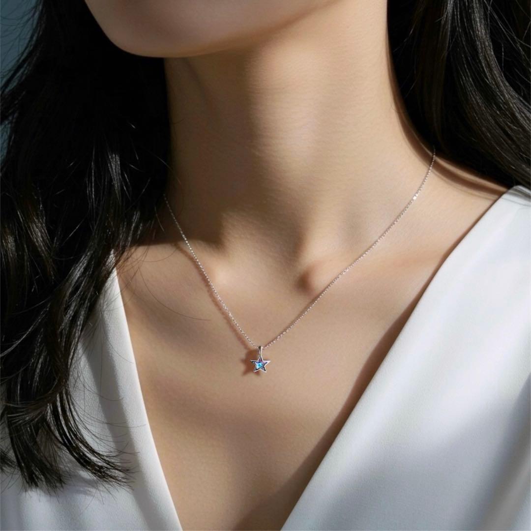 №99 スワロフスキー スター ネックレス サージカルステンレス316L◎紫 青