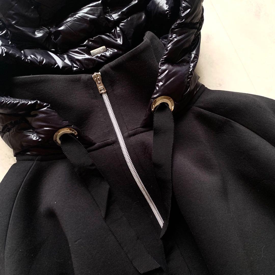 美品♡ヘルノリゾート ダウン切り替え ポンチョコート ロングコート 黒 40