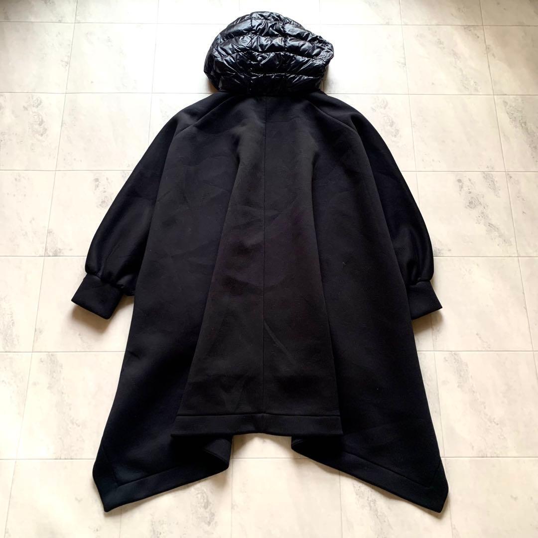 美品♡ヘルノリゾート ダウン切り替え ポンチョコート ロングコート 黒 40