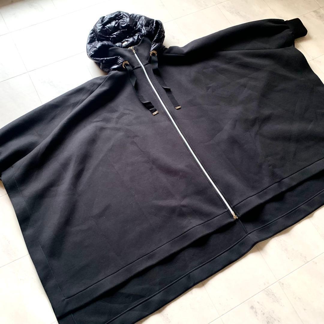美品♡ヘルノリゾート ダウン切り替え ポンチョコート ロングコート 黒 40
