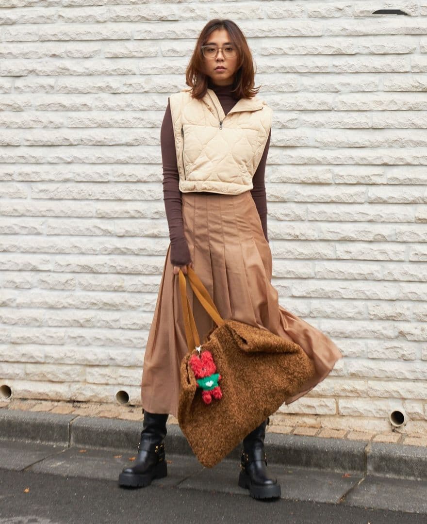 ☆ 新品 TW つぐみ2021 ナイロンキルティングベスト ベージュ