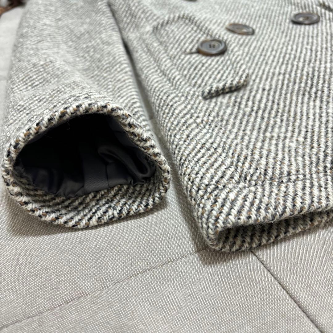 極美品！ピーコート 36 バーバリーブルーレーベル ツイード アンゴラ 36