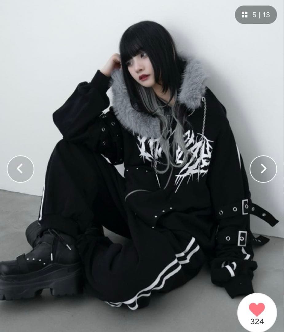 LAZYSLAY ファーフードラインパーカー