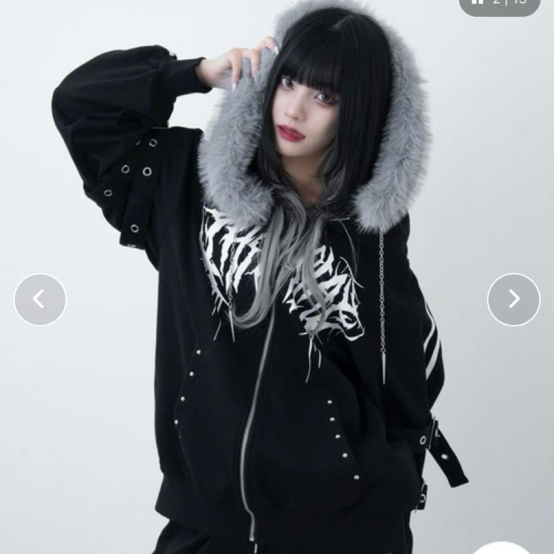 LAZYSLAY ファーフードラインパーカー