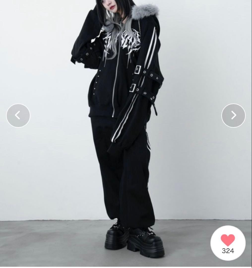 LAZYSLAY ファーフードラインパーカー