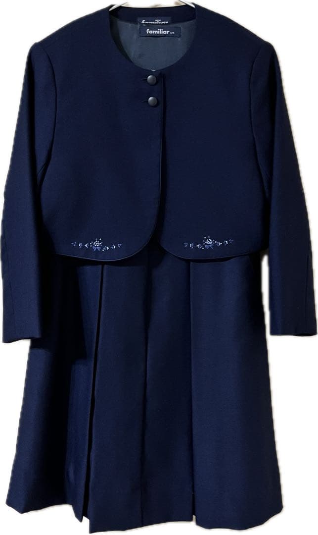 最終値下!現行品familiarネイビーフォーマルワンピース&ボレロセット130