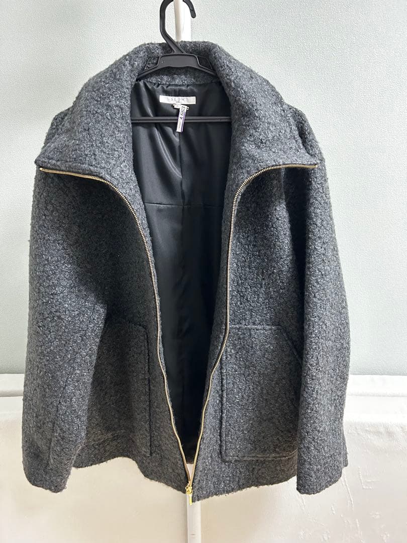 23区SLOW 大きいサイズ46 ループニードル ボア ブルゾン