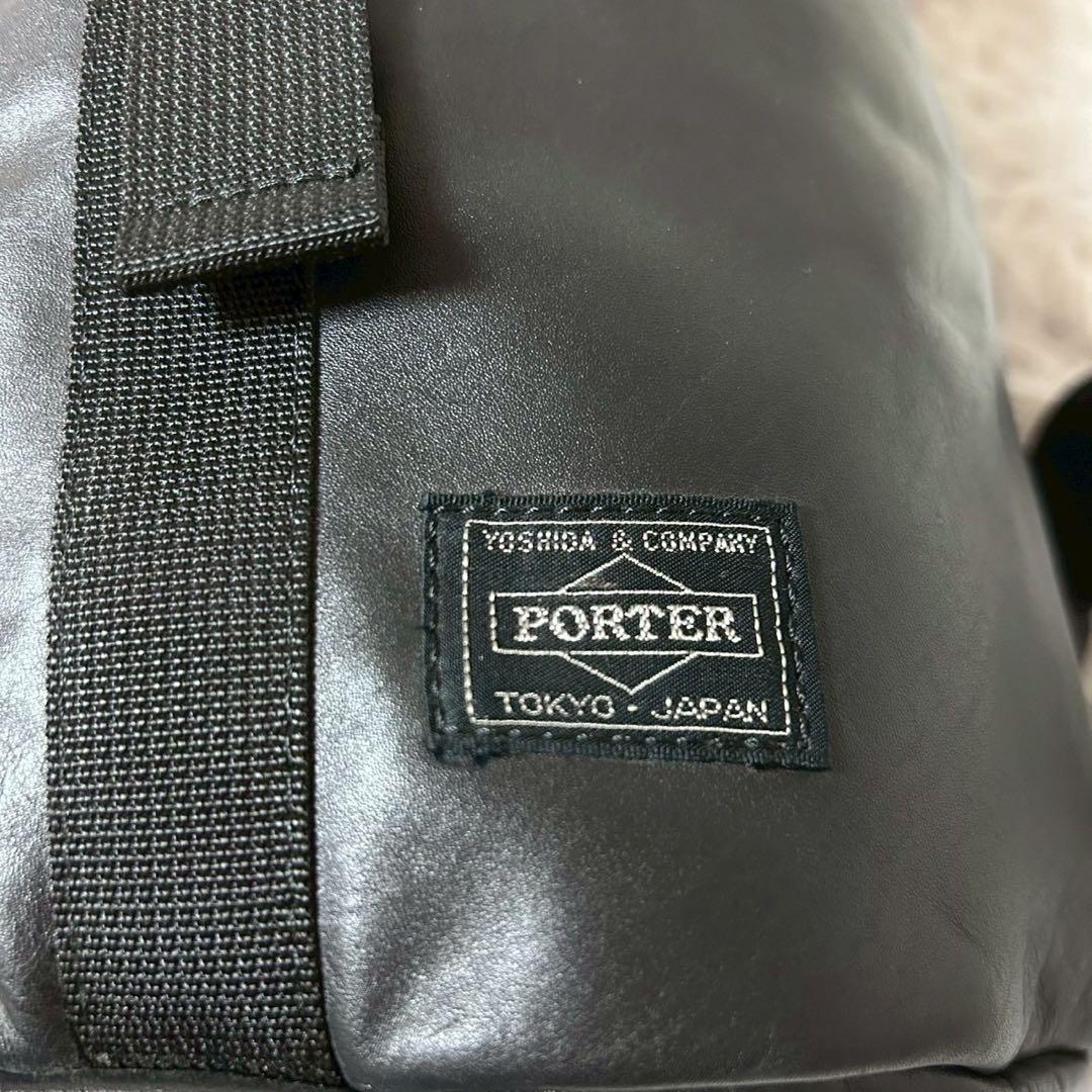 未使用級✨PORTER ポーター アルーフ リュック レザー ロゴ ブラック