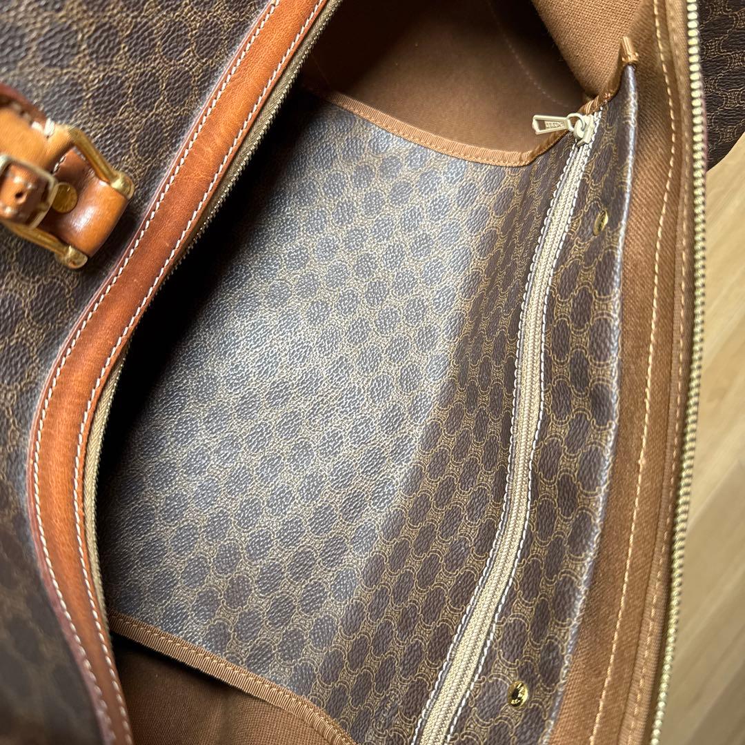 美品セリーヌ ボストンバック 大容量 マカダム柄 南京錠鍵付　49cm