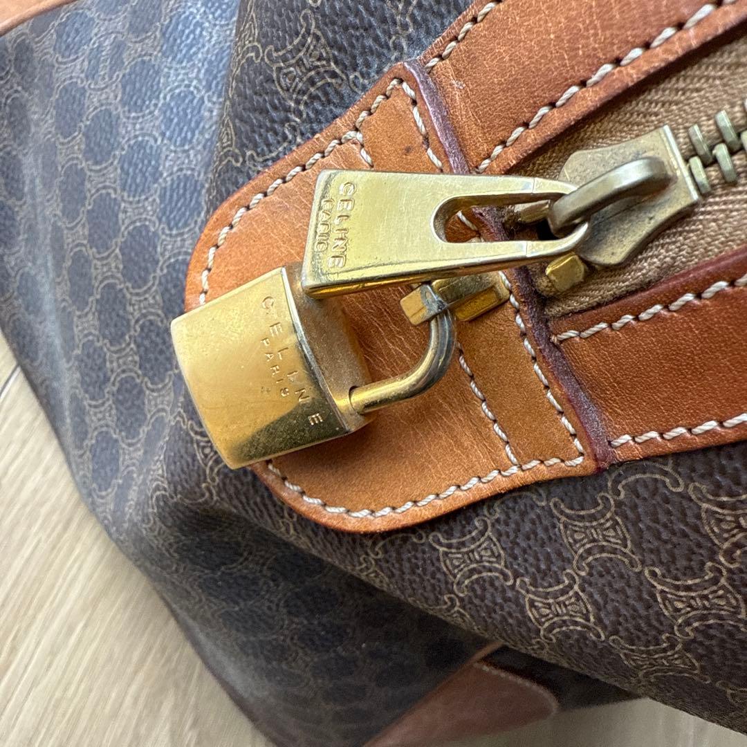 美品セリーヌ ボストンバック 大容量 マカダム柄 南京錠鍵付　49cm