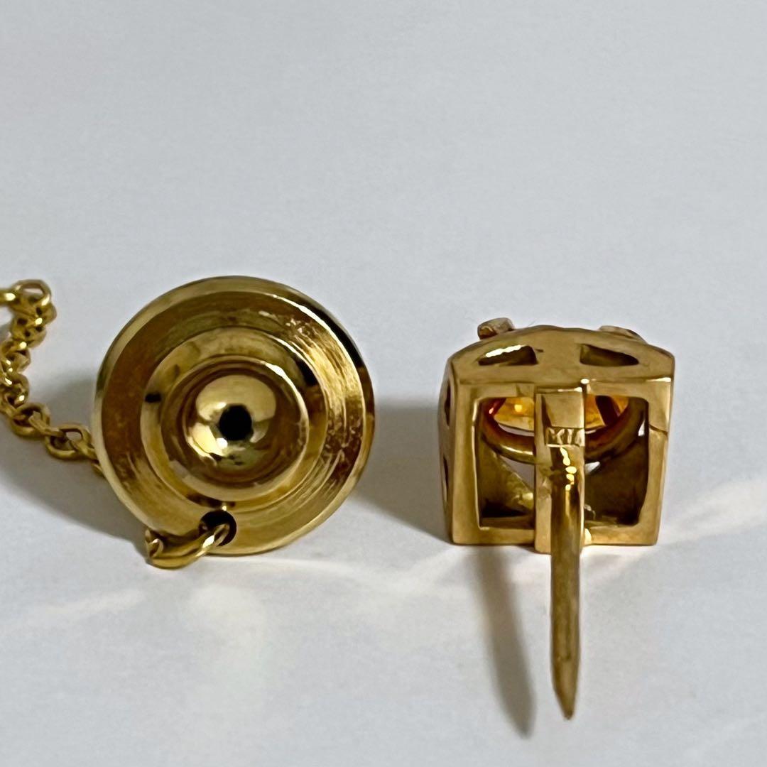 【シマウマ】K刻印あり ファイアオパール タイタックピン ケース付き 金