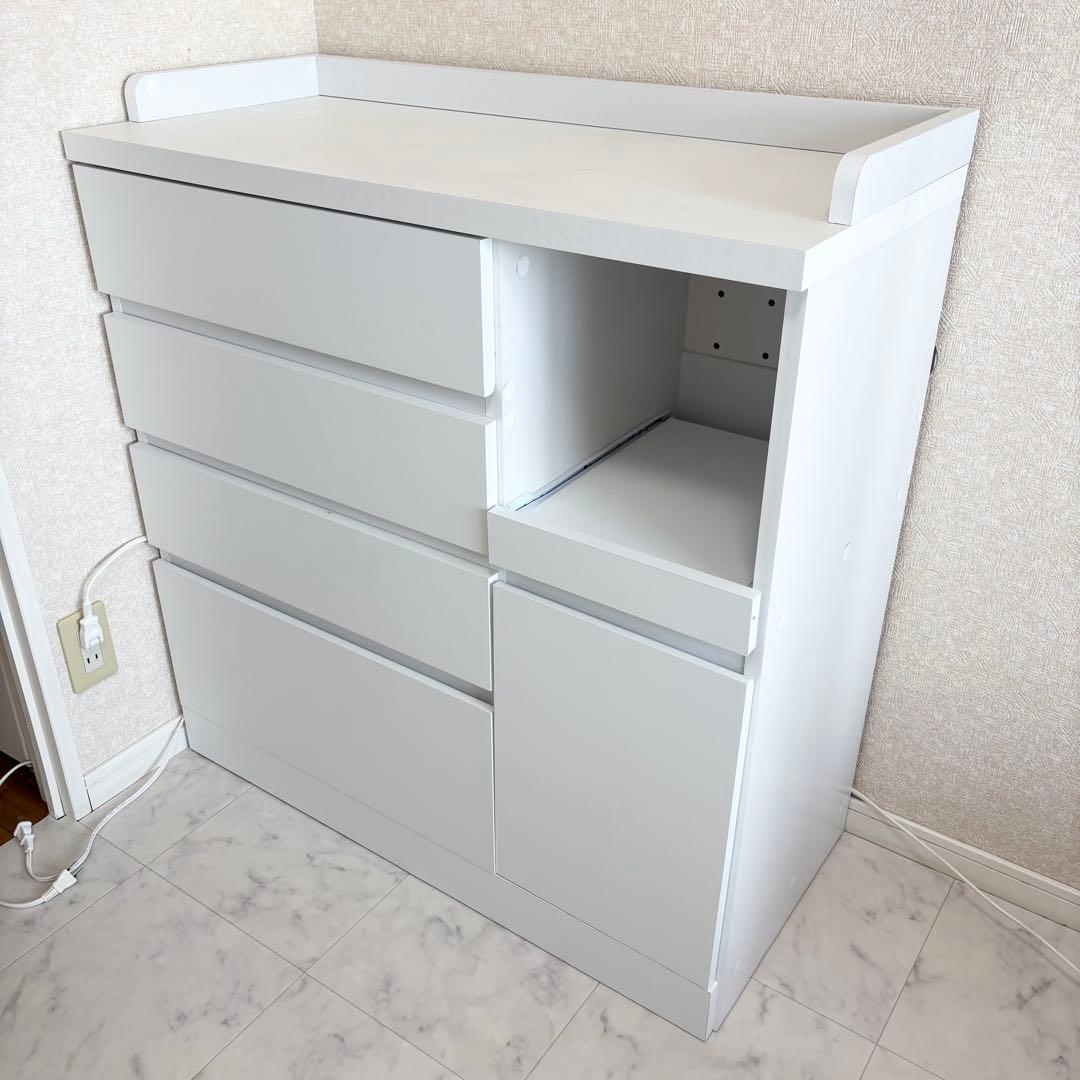 【LOWYA キッチンキャビネット】ホワイト