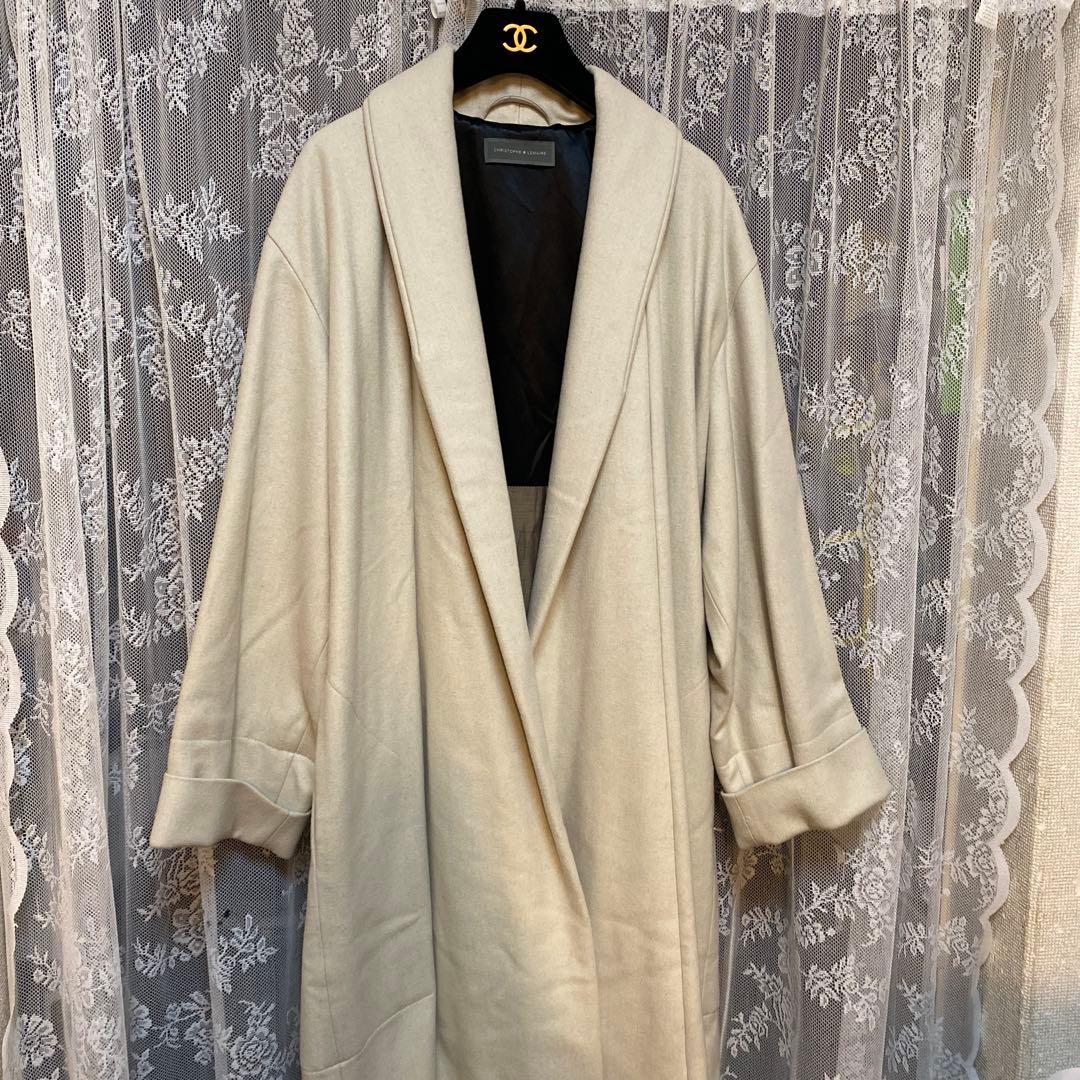 クリストフルメール ウールロングコート ガウンコートクリーム色 希少