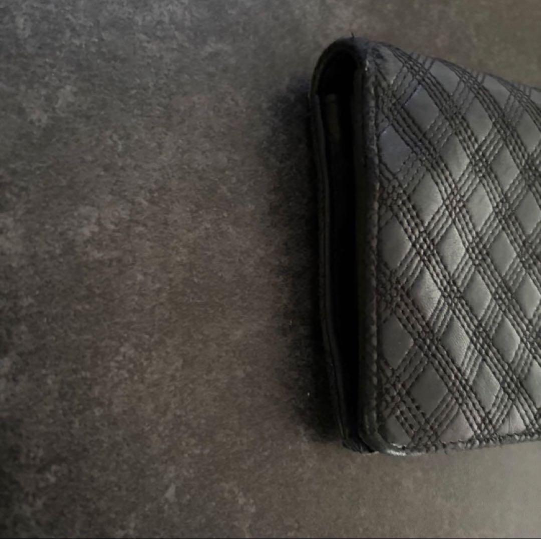 CHANEL ブラック レザー 長財布 二つ折り キルティング ココマーク