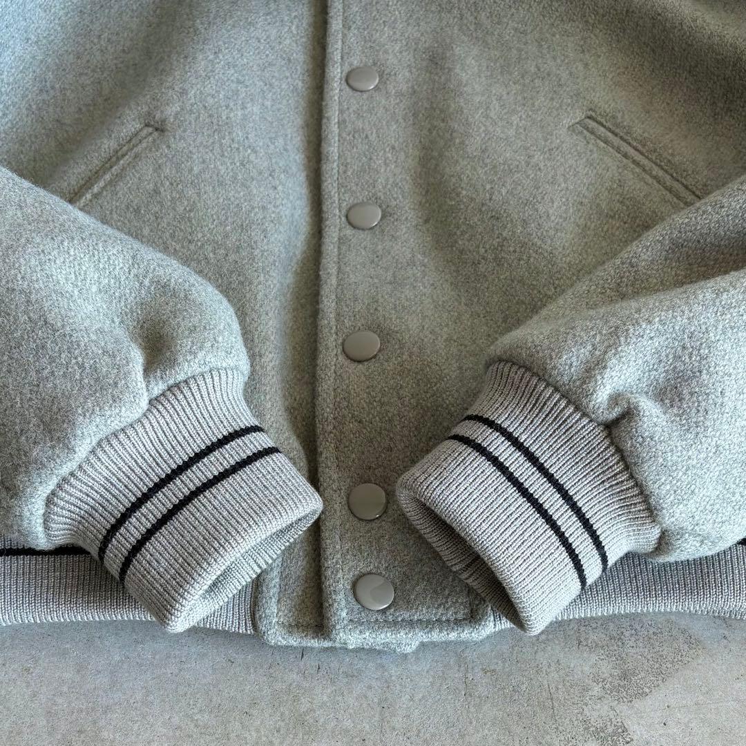 極美品 CELINE ロゴ刺繍 テディジャケット 34 グレー