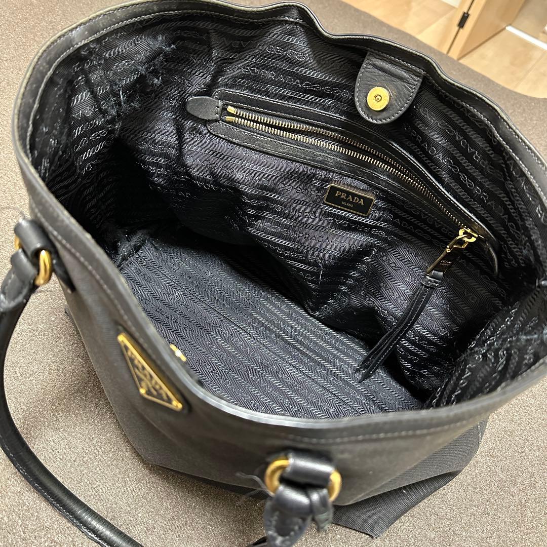 PRADA トートバッグ キャンバス A4 ロゴ 黒