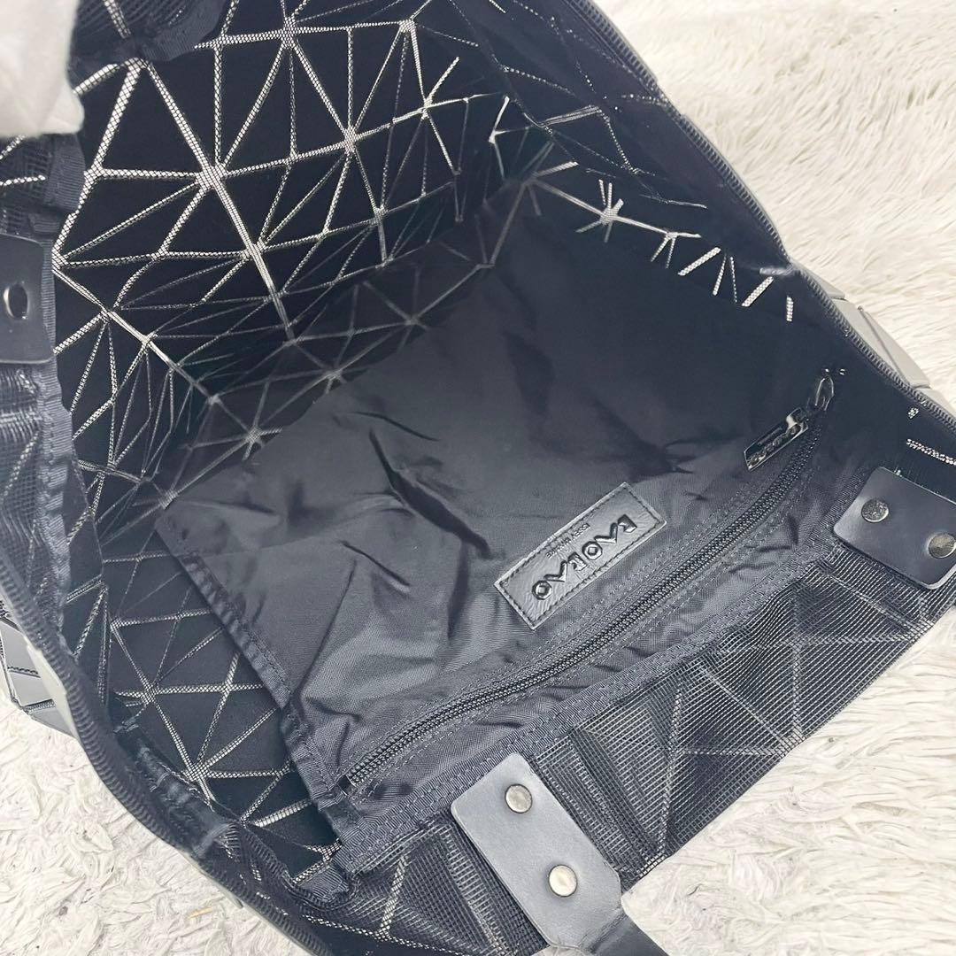 A4可 美品 バオバオイッセイミヤケ レザー トートバッグ ロゴ型押し ブラック