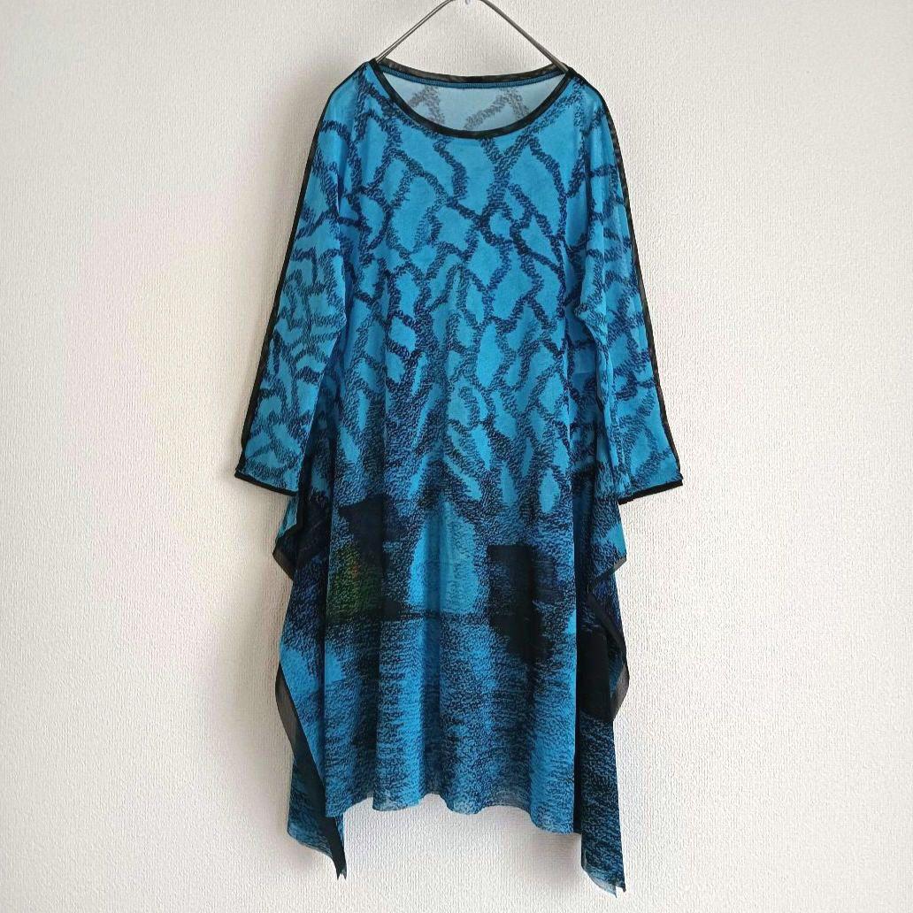 HIROKO KOSHINO 絵画プリントアシンメトリー チュニック