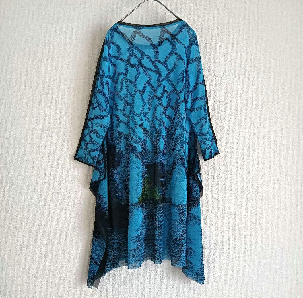 HIROKO KOSHINO 絵画プリントアシンメトリー チュニック