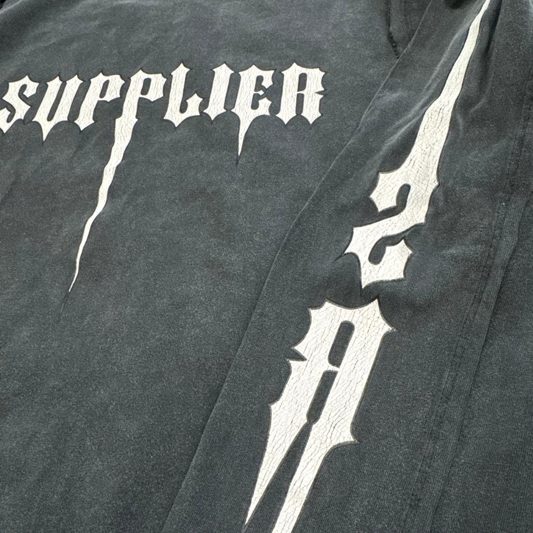 サプライヤー　センターロゴ　ロンT アームデザイン　墨黒　00s y2k