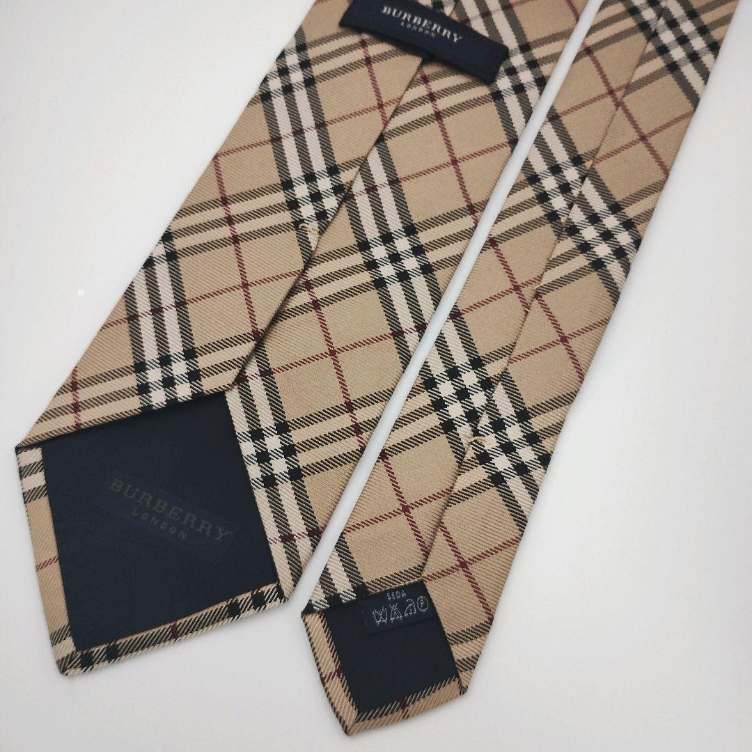 【美品】バーバリーロンドン ネクタイ ベージュ ノバチェック 高級【イタリア製】