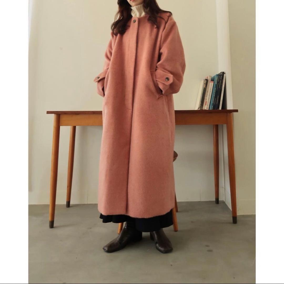 ジャケット・アウター mideal shaggy long coat LIGHT / PINK