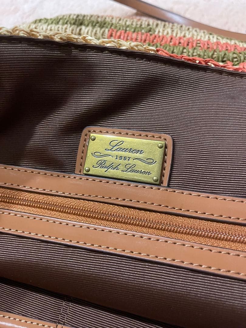 ポロラルフローレン 編み込みトートバッグ 刻印プレート付き